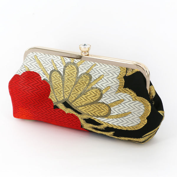 057 Gold & Red Kimono-obi Upcycled Mini Tote Bag 