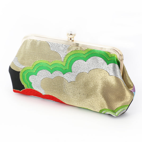 Rainbow Clouds Kimono Obi Silk Clutch | Upcycled from vintage Japanese Obi - Heritage ReFashioned