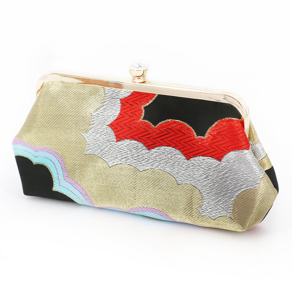 Rainbow Clouds Kimono Obi Silk Clutch | Upcycled from vintage Japanese Obi - Heritage ReFashioned