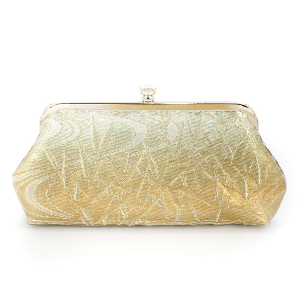 Summer Grass Kimono Obi Clutch Purse in Gradient Gold, Blush, Copper - Heritage ReFashioned