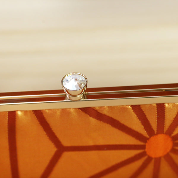 Asanoha Kimono Clutch in Orange Red Turquoise | Upcycled from vintage Japanese Obi - Heritage ReFashioned