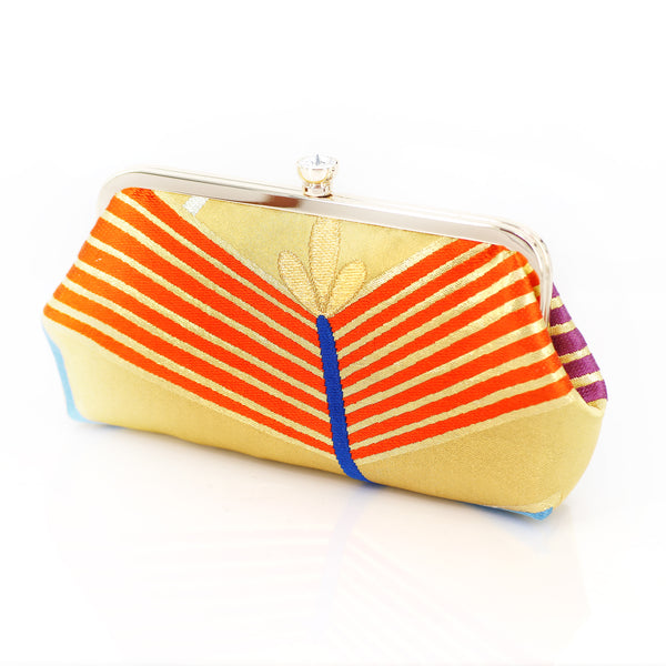 Golden Young Pine Kimono Clutch Purse | Upcycled from vintage Japanese Obi - Heritage ReFashioned
