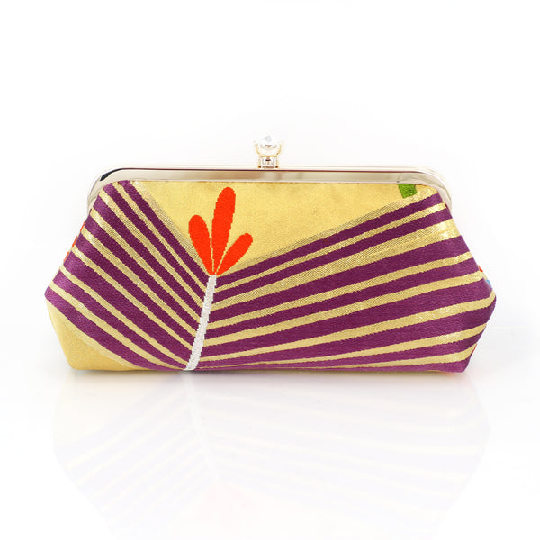 Golden Young Pine Kimono Clutch Purse | Upcycled from vintage Japanese Obi - Heritage ReFashioned