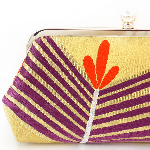 Golden Young Pine Kimono Clutch Purse | Upcycled from vintage Japanese Obi - Heritage ReFashioned