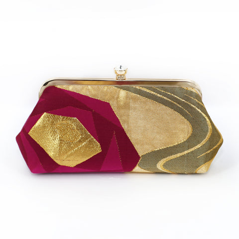 Chrysanthemum Kiku Purple Kimono Clutch Purse | Upcycled from vintage Japanese Kimono - Heritage ReFashioned