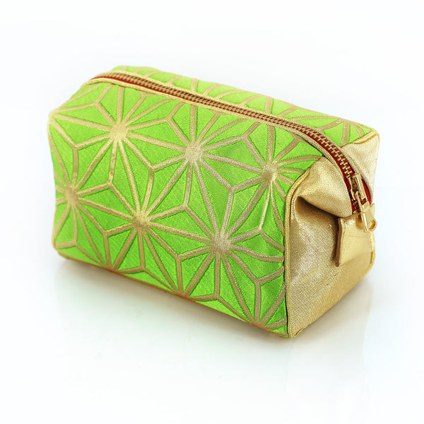 Asanoha Kimono Travel / Make-up Bag | Upcycled Kimono Obi Silk - Heritage ReFashioned