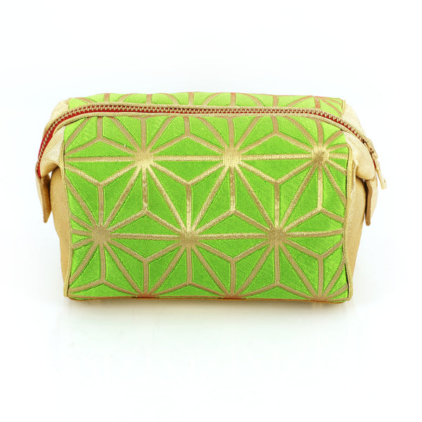 Asanoha Kimono Travel / Make-up Bag | Upcycled Kimono Obi Silk - Heritage ReFashioned
