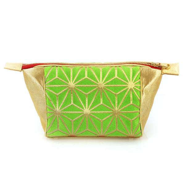 Asanoha Kimono Travel / Make-up Bag | Upcycled Kimono Obi Silk - Heritage ReFashioned