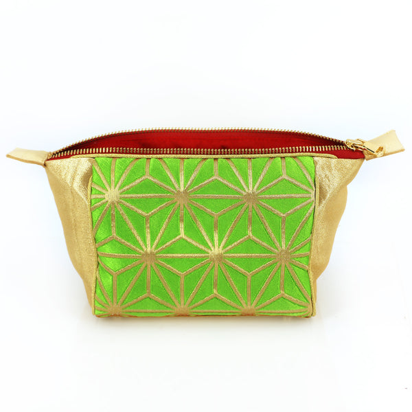 Asanoha Kimono Travel / Make-up Bag | Upcycled Kimono Obi Silk - Heritage ReFashioned
