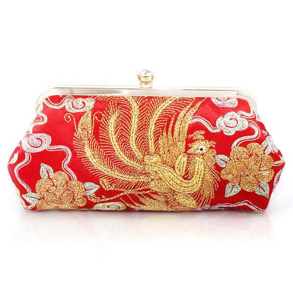 Chinese Kwan Kwa Clutch - Phoenix & Peonies【裙褂手袋 - 鳳, 雲】 - Heritage ReFashioned