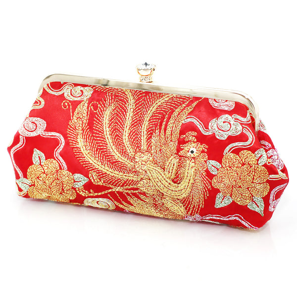 Chinese Kwan Kwa Clutch - Phoenix & Peonies【裙褂手袋 - 鳳, 雲】 - Heritage ReFashioned
