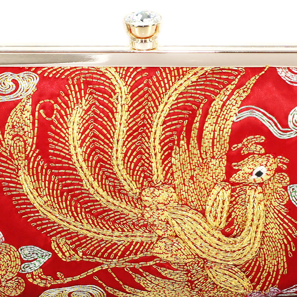 Chinese Kwan Kwa Clutch - Phoenix & Peonies【裙褂手袋 - 鳳, 雲】 - Heritage ReFashioned