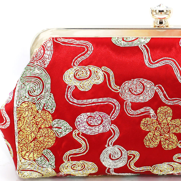 Chinese Kwan Kwa Clutch - Phoenix & Peonies【裙褂手袋 - 鳳, 雲】 - Heritage ReFashioned