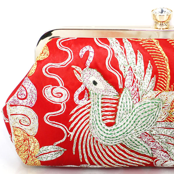RARE Chinese Kwan Kwa Clutch - Phoenix & Peony basket 【裙褂手袋-鳳,  牡丹】 - Heritage ReFashioned
