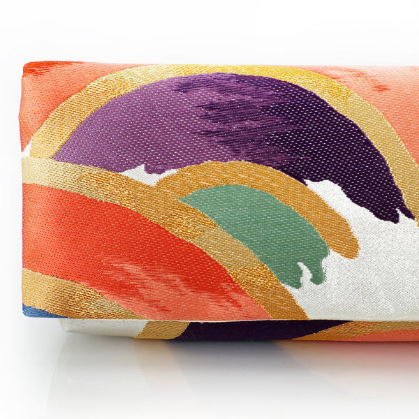 [Last one] Kimono Envelope Clutch Bag with Seigaiha Waves in Rainbow | Upcycled Kimono Obi Silk - Heritage ReFashioned