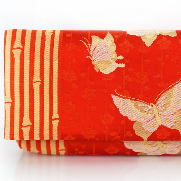 Kimono Envelope Clutch Bag with Butterflies and Bamboo | Upcycled Kimono Obi Silk - Heritage ReFashioned