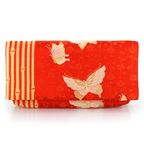 Kimono Envelope Clutch Bag with Butterflies and Bamboo | Upcycled Kimono Obi Silk - Heritage ReFashioned