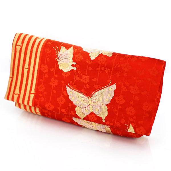Kimono Envelope Clutch Bag with Butterflies and Bamboo | Upcycled Kimono Obi Silk - Heritage ReFashioned