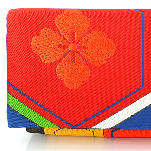 Japanese kimono Envelope Clutch Bag with Kikko & Peony | Upcycled Kimono Obi Silk - Heritage ReFashioned