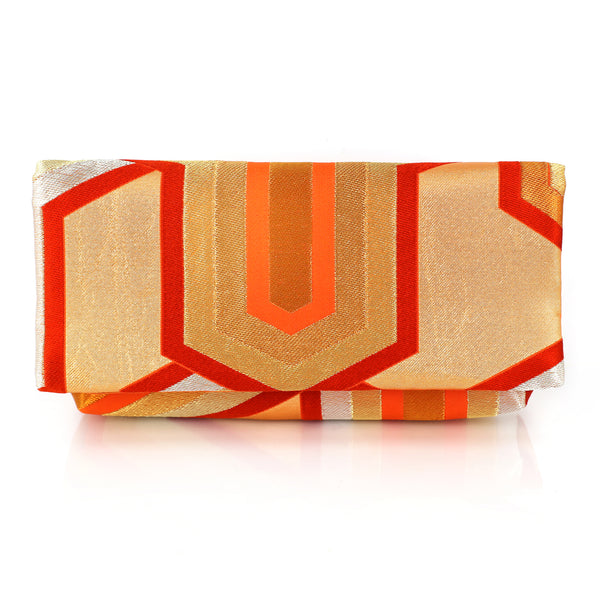 Kimono Obi Envelope Clutch Bag in Bishamon Pattern | Upcycled Kimono Obi Silk - Heritage ReFashioned