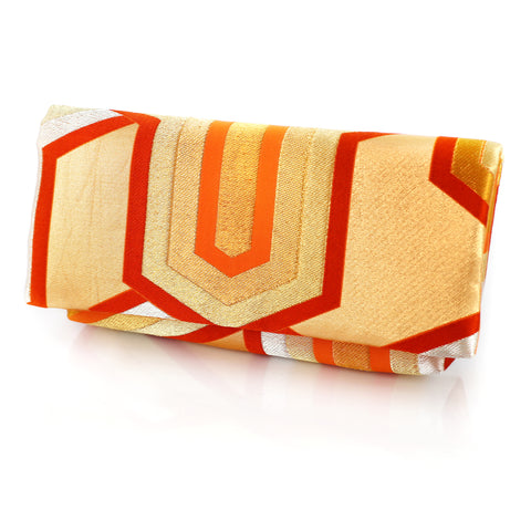 Kimono Obi Envelope Clutch Bag in Bishamon Pattern | Upcycled Kimono Obi Silk - Heritage ReFashioned