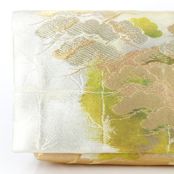 Envelope Clutch Bag with Pine Forest on Silver | Upcycled Kimono Obi Silk - Heritage ReFashioned