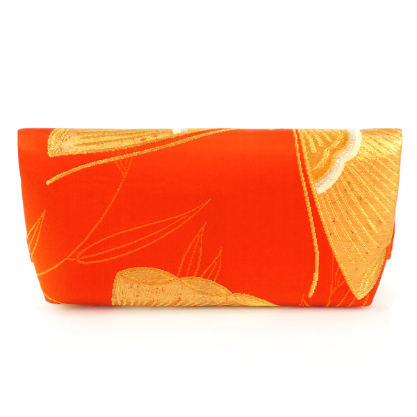 Envelope Clutch Bag with Butterfly on Orange Red | Upcycled Kimono Obi Silk - Heritage ReFashioned
