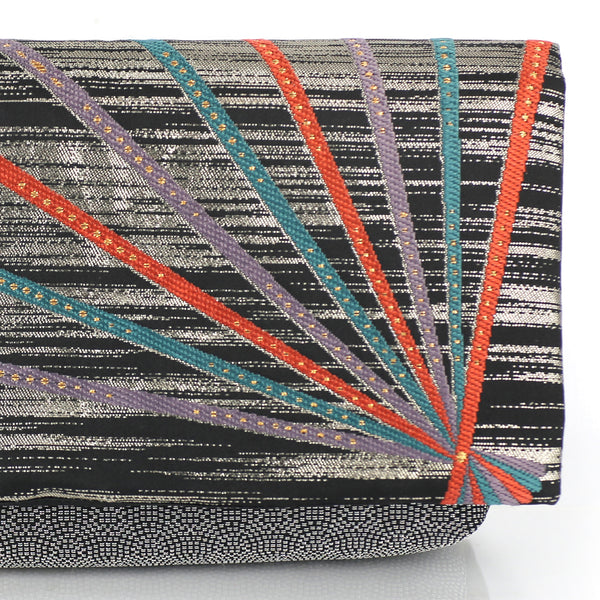 Envelope Clutch Bag with Japanese Opening Fan | Upcycled Kimono Obi Silk - Heritage ReFashioned