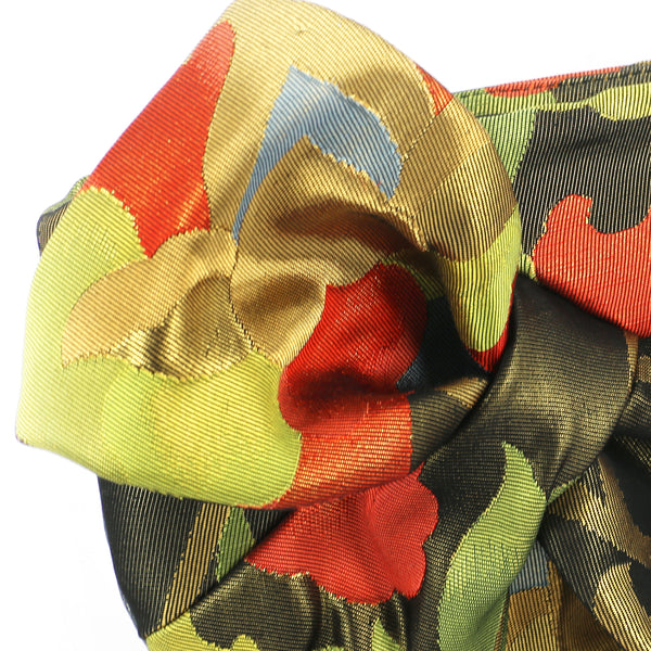 Kimono Obi Bow Clutch Bag | Abstract Camellia | Upcycled from vintage Japanese Silk - Heritage ReFashioned