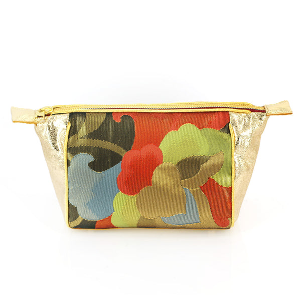 Japanese Kimono Camellia Kimono Travel / Make-up Bag | Refashioned from vintage kimono - Heritage ReFashioned