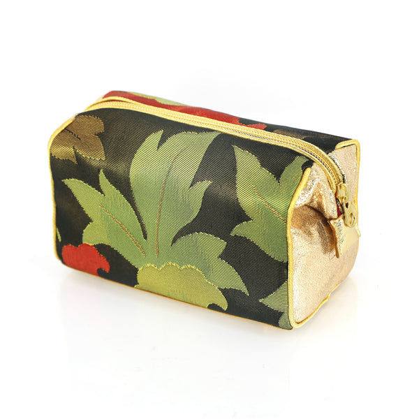 Japanese Kimono Camellia Kimono Travel / Make-up Bag | Refashioned from vintage kimono - Heritage ReFashioned