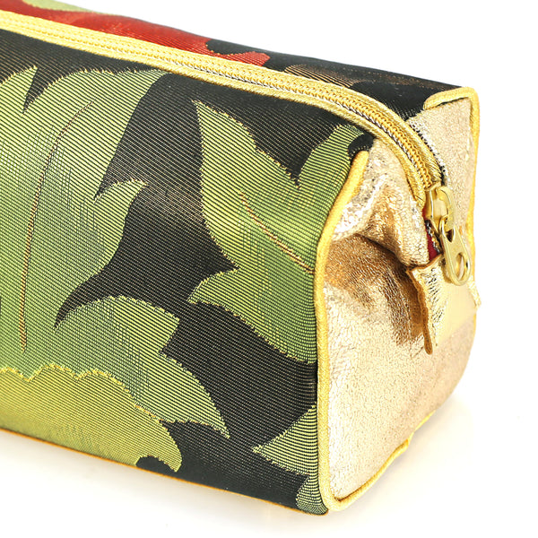 Japanese Kimono Camellia Kimono Travel / Make-up Bag | Refashioned from vintage kimono - Heritage ReFashioned