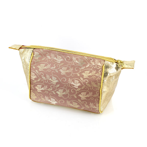 Japanese Kimono Dove Birds Kimono Travel / Make-up Bag | Refashioned from vintage kimono - Heritage ReFashioned