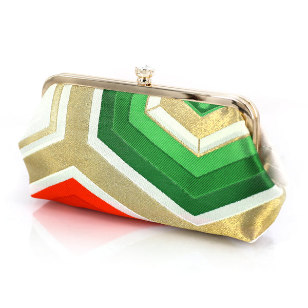 Kikko Hexagon Kimono Clutch Bag | Upcycled from vintage Japanese Obi - Heritage ReFashioned