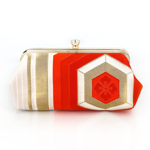 Kikko Hexagon Kimono Clutch Bag | Upcycled from vintage Japanese Obi - Heritage ReFashioned