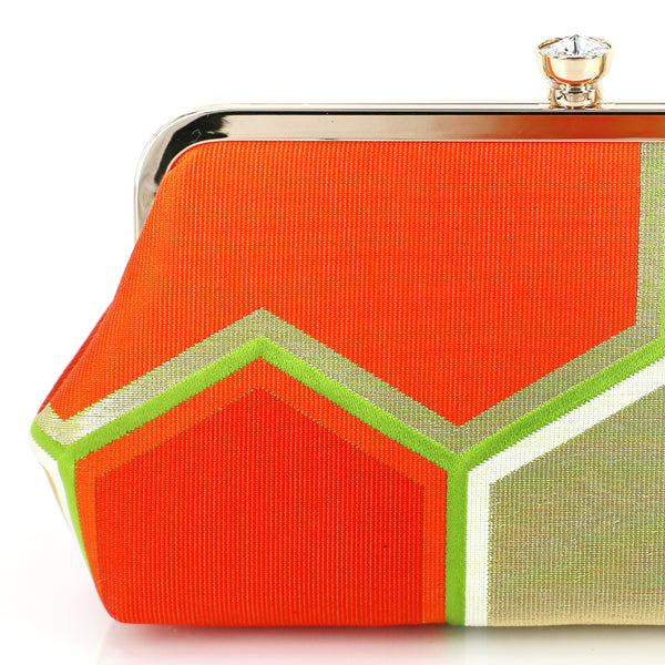 [LAST ONE] Bishamon in Orange and Green | Upcycled from vintage Japanese Obi - Heritage ReFashioned