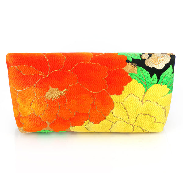 Kimono Envelope Clutch with Peonies and Plum Blossoms | Upcycled Japanese Obi Silk - Heritage ReFashioned