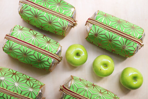 Asanoha Kimono Travel / Make-up Bag | Upcycled Kimono Obi Silk - Heritage ReFashioned