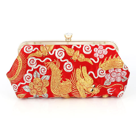 Chinese Kwan Kwa Clutch - Dragon & Phoenix 【裙褂手袋-龍鳳】 - Heritage ReFashioned