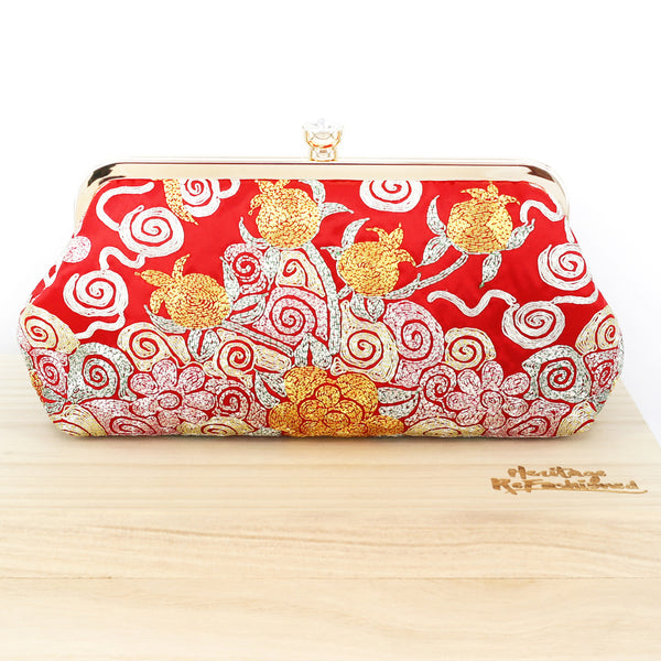 Chinese Kwan Kwa Clutch - Pomegranates【裙褂手袋-石榴】 - Heritage ReFashioned