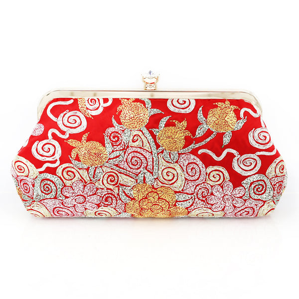 Chinese Kwan Kwa Clutch - Pomegranates【裙褂手袋-石榴】 - Heritage ReFashioned