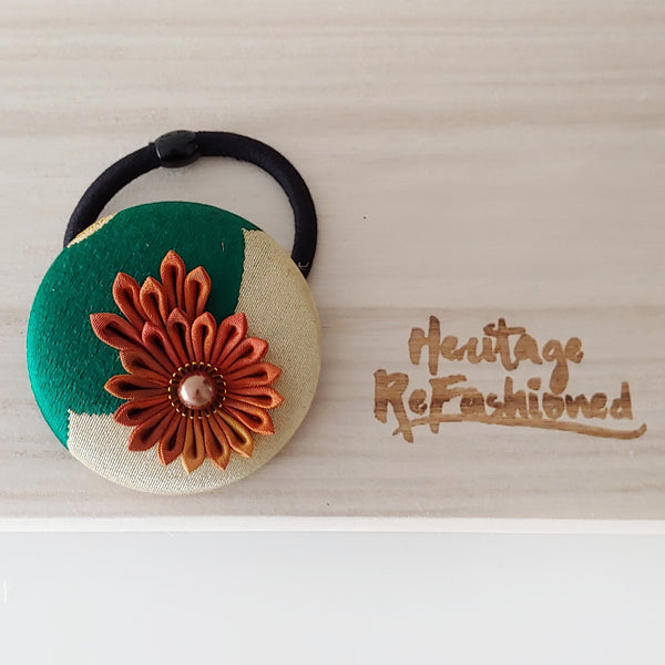 Kimono Silk Flower Hair Tie | Chrysanthemum - Heritage ReFashioned