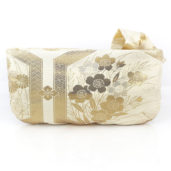 Kimono Obi Bow Clutch Bag | Gold spring | Upcycled from vintage Japanese Silk - Heritage ReFashioned