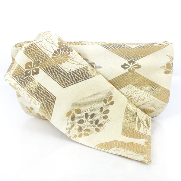 Kimono Obi Bow Clutch Bag | Gold spring | Upcycled from vintage Japanese Silk - Heritage ReFashioned