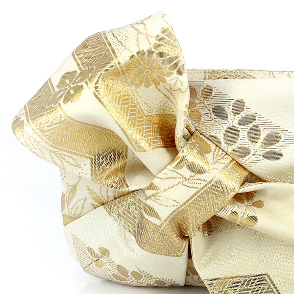 Kimono Obi Bow Clutch Bag | Gold spring | Upcycled from vintage Japanese Silk - Heritage ReFashioned