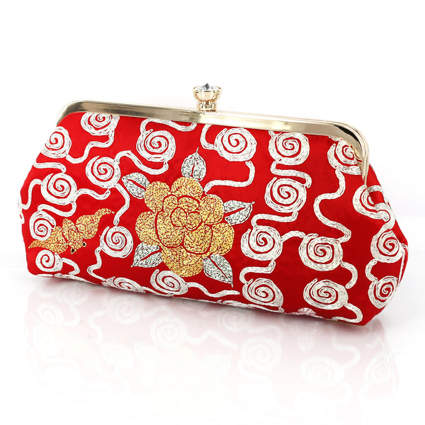Chinese Kwan Kwa Clutch - Phoenix, Bat and Clouds【裙褂手袋- 牡丹】 - Heritage ReFashioned