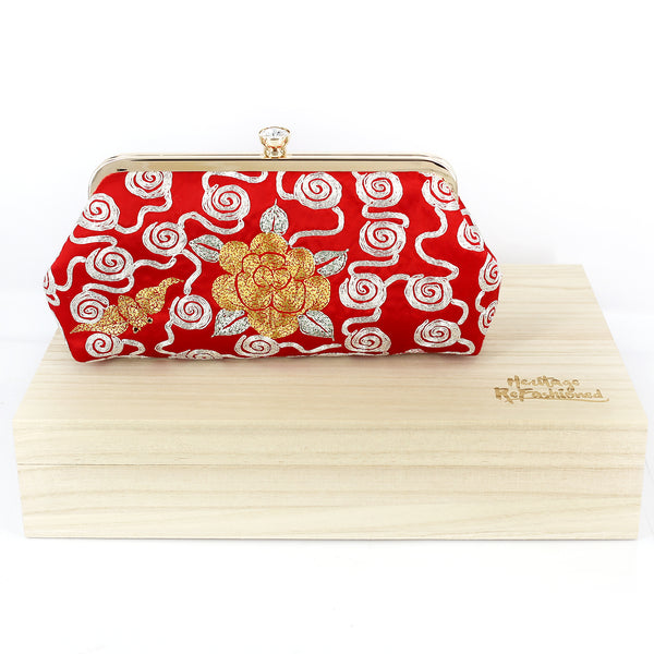 Chinese Kwan Kwa Clutch - Phoenix, Bat and Clouds【裙褂手袋- 牡丹】 - Heritage ReFashioned