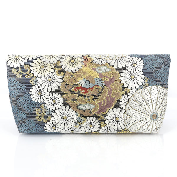 Kimono Envelope Clutch with Dragons & Chrysanthemum | Upcycled Japanese Obi Silk - Heritage ReFashioned