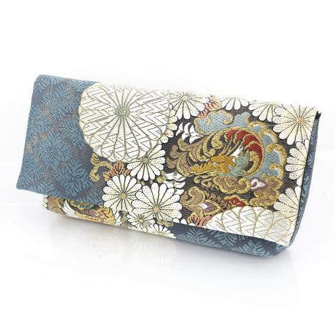 Kimono Envelope Clutch with Dragons & Chrysanthemum | Upcycled Japanese Obi Silk - Heritage ReFashioned