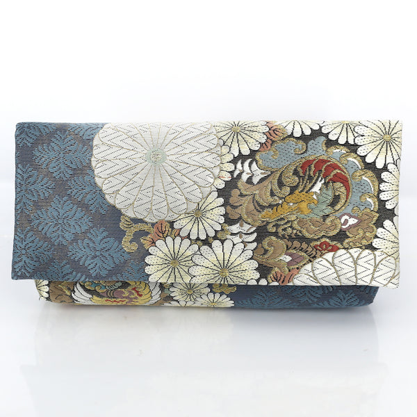 Kimono Envelope Clutch with Dragons & Chrysanthemum | Upcycled Japanese Obi Silk - Heritage ReFashioned